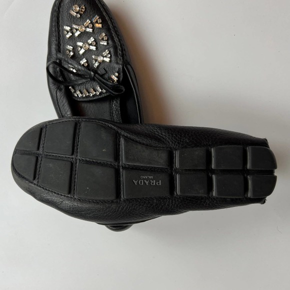Prada authentic crystal embellished slip on black womens loafers size 7 - Picture 8 of 8